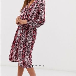 Ax paris cross front snake print midi dress